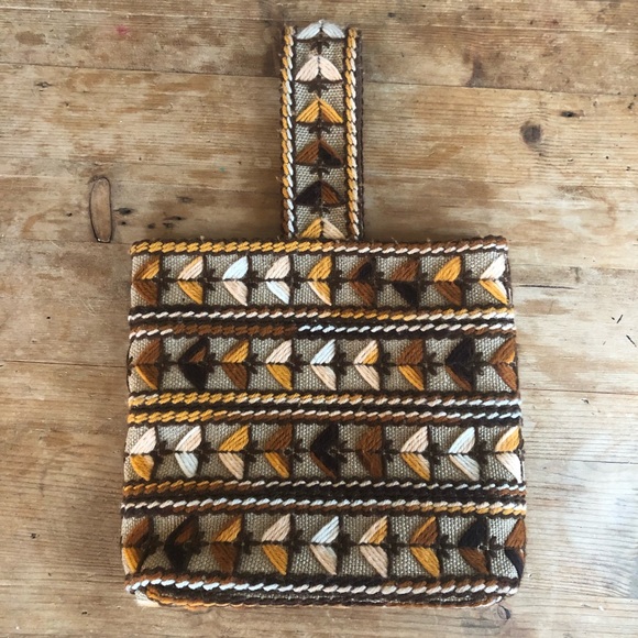 Vintage Retro 60s Woven Geometric Handbag - Picture 1 of 8